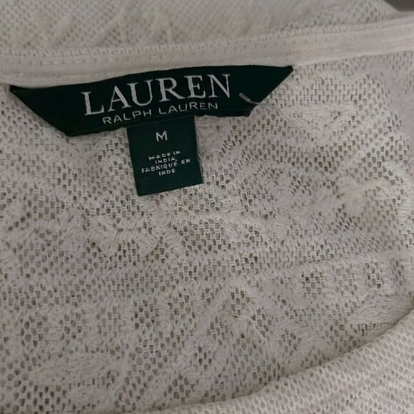 Ralph Lauren Boho Cottagecore Lace Sheer Overlay Cami 2 Piece Boxy blouse M - Picture 11 of 12